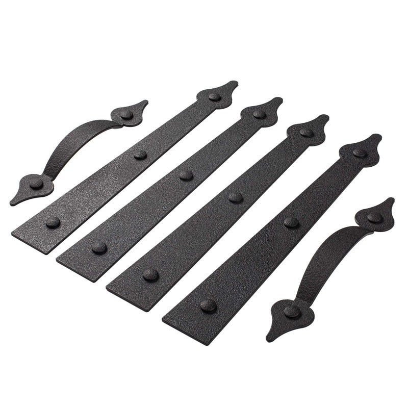 HILLMASTER Decorative Magnetic Garage Door Hinges Hardware, 6 Pieces Garage Door Accents Attractive Curb Appeal Faux Hinges Handles Decor Hardware Kit, Black(4 Hinges+2 Handles) - Image 1
